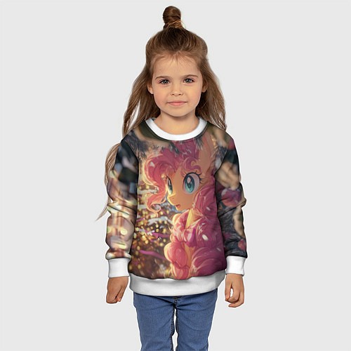 Детский свитшот Новогодняя милая пони / 3D-Белый – фото 4