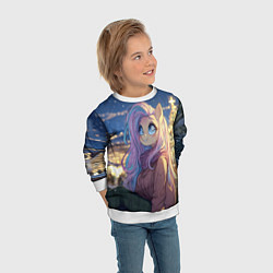 Свитшот детский Аниме - лошадка в новогодней атмосфере, цвет: 3D-белый — фото 2