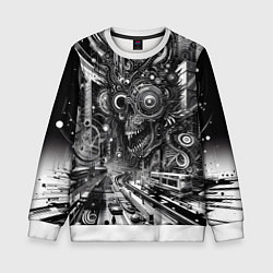 Детский свитшот Cyber urban skull - ai art fantasy