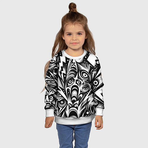 Детский свитшот Lightnings and faces - ai art fantasy / 3D-Белый – фото 4