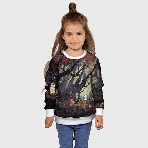 Детский свитшот Призрачный лес / 3D-Белый – фото 4
