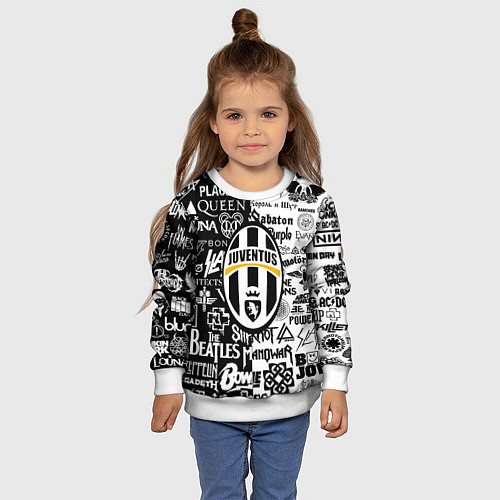 Детский свитшот Juventus рок музыка / 3D-Белый – фото 4