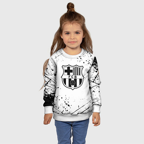 Детский свитшот Barcelona брызги красок / 3D-Белый – фото 4