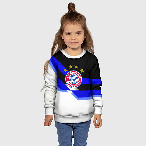 Детский свитшот Бавария Мюнхен полосы спорт / 3D-Белый – фото 4