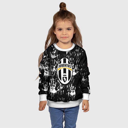 Детский свитшот Ювентус текстура руки краски / 3D-Белый – фото 4