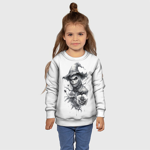 Детский свитшот Eerie Scarecrow / 3D-Белый – фото 4
