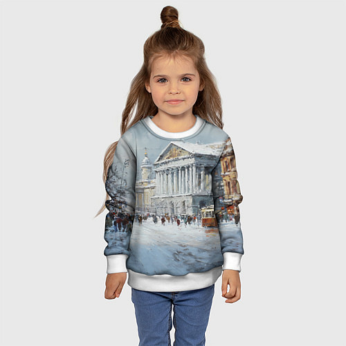 Детский свитшот Зимний Питер красками / 3D-Белый – фото 4
