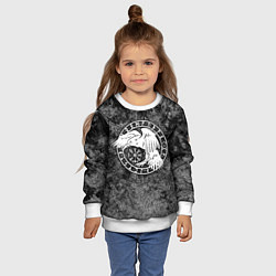 Свитшот детский Ворон в круге рун и компас вегвизир, цвет: 3D-белый — фото 2