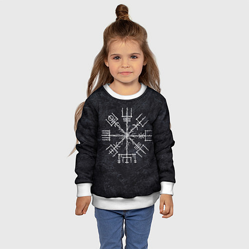 Детский свитшот Мистический компас рун вегвизир / 3D-Белый – фото 4