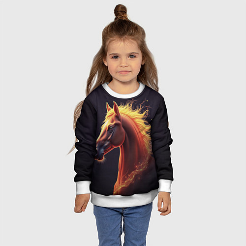 Детский свитшот Голова лошади / 3D-Белый – фото 4