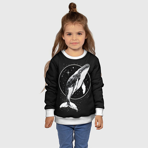 Детский свитшот Кит в звездном ореоле / 3D-Белый – фото 4