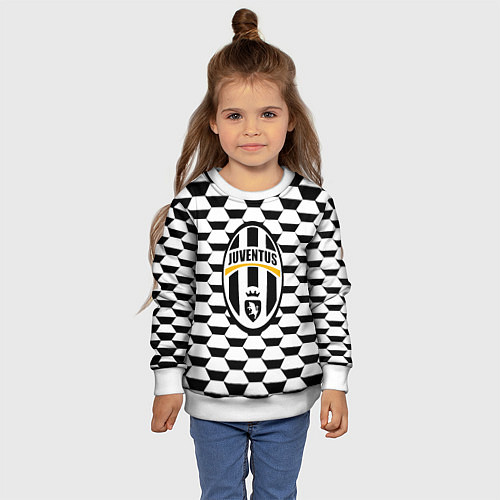 Детский свитшот Juventus геометрия черно белая / 3D-Белый – фото 4