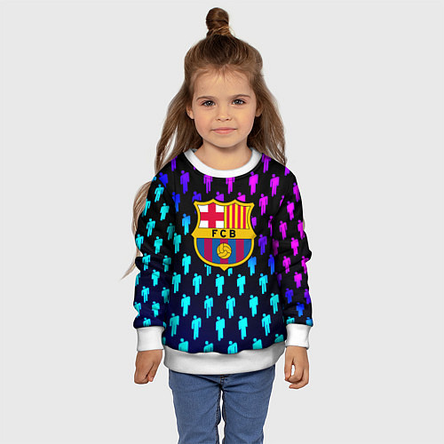 Детский свитшот Barcelona люди градиент неон / 3D-Белый – фото 4