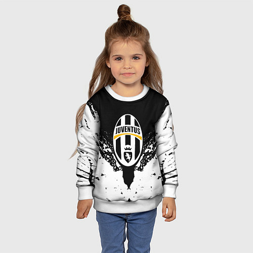 Детский свитшот Ювентус краски всплеск текстура / 3D-Белый – фото 4