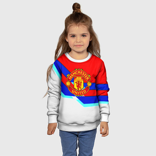 Детский свитшот Манчестер Юнайтед полосы геометрия / 3D-Белый – фото 4