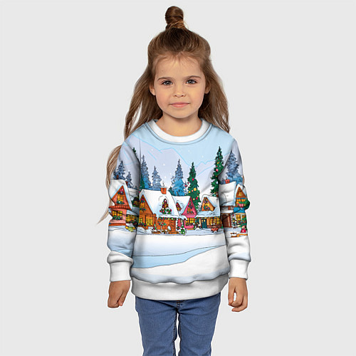 Детский свитшот Новогодник дворик / 3D-Белый – фото 4