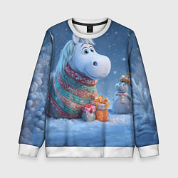 Детский свитшот Новогодняя лошадь с подарками