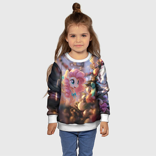 Детский свитшот Милая новогодняя лошадка с крыльями / 3D-Белый – фото 4