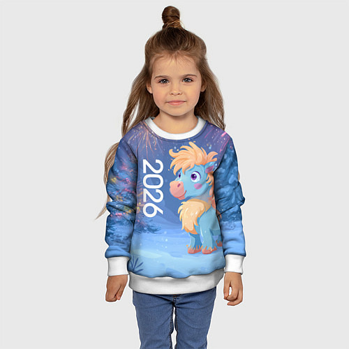 Детский свитшот Милая лошадка 2026 / 3D-Белый – фото 4