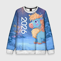 Свитшот детский Милая лошадка 2026, цвет: 3D-белый