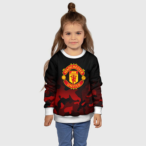 Детский свитшот Манчестер Юнайтед камуфляж текстура / 3D-Белый – фото 4