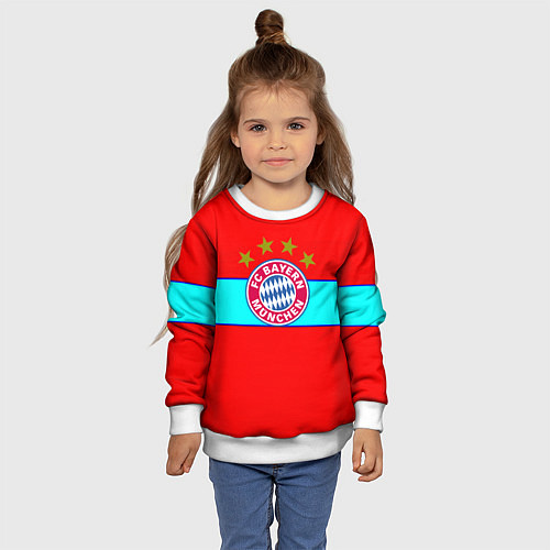 Детский свитшот Бавария Мюнхен полосы линии / 3D-Белый – фото 4