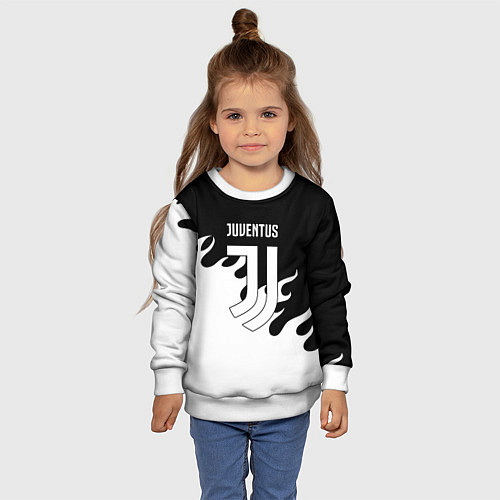 Детский свитшот Ювентус огонь текстура / 3D-Белый – фото 4