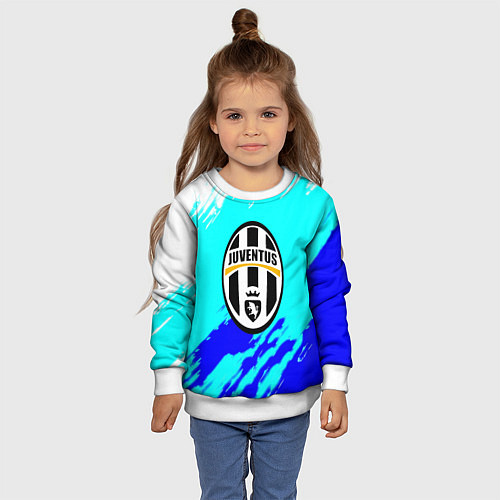 Детский свитшот Ювентус краски штрихи текстура / 3D-Белый – фото 4