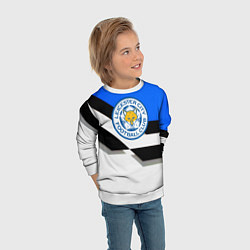 Свитшот детский Лестер сити геометрия полосы, цвет: 3D-белый — фото 2