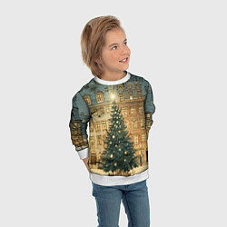 Свитшот детский Новогодний старый город, цвет: 3D-белый — фото 2
