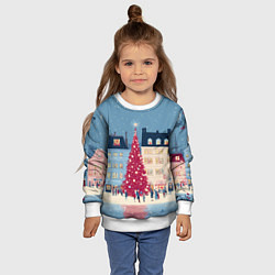 Свитшот детский Новогоднее гуляние у красной елки, цвет: 3D-белый — фото 2