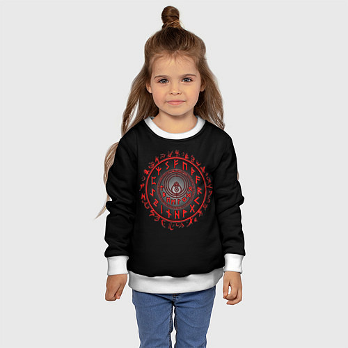 Детский свитшот Орнамент рунных символов / 3D-Белый – фото 4