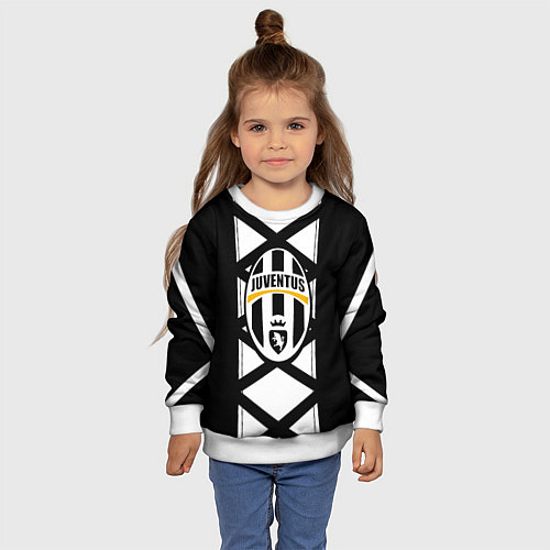 Детский свитшот Ювентус геометрия полосы линии / 3D-Белый – фото 4