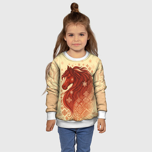 Детский свитшот Славянский конь / 3D-Белый – фото 4