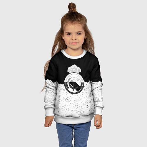 Детский свитшот Реал Мадрид лого ночь текстура / 3D-Белый – фото 4