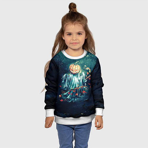 Детский свитшот Тыква призрак / 3D-Белый – фото 4