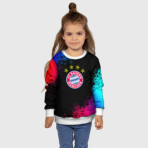 Детский свитшот Бавария Мюнхен краски неон градиент / 3D-Белый – фото 4
