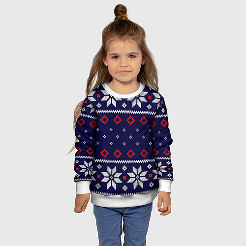 Детский свитшот Вязаный новогодний узор / 3D-Белый – фото 4