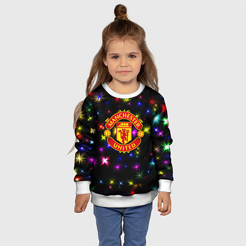 Детский свитшот Манчестер Юнайтед праздничные огни / 3D-Белый – фото 4