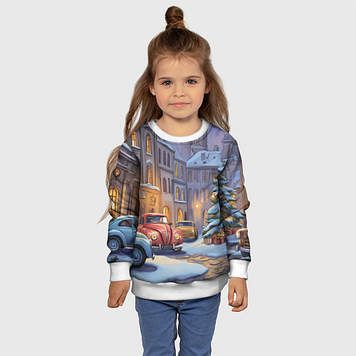 Детский свитшот Новогодний снежный двор / 3D-Белый – фото 4