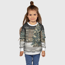 Свитшот детский Елка во дворе, цвет: 3D-белый — фото 2