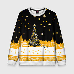 Детский свитшот Новый год в черно-желтом стиле