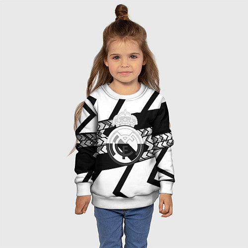 Детский свитшот Реал Мадрид краски полосы / 3D-Белый – фото 4