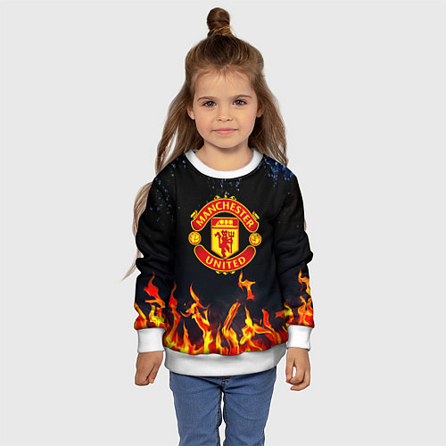 Детский свитшот Манчестер Юнайтед лёд и огонь / 3D-Белый – фото 4
