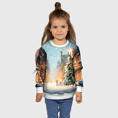 Детский свитшот Новогодняя елочка / 3D-Белый – фото 4