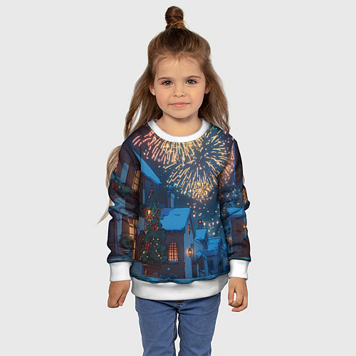 Детский свитшот Праздничный новогодний салют / 3D-Белый – фото 4