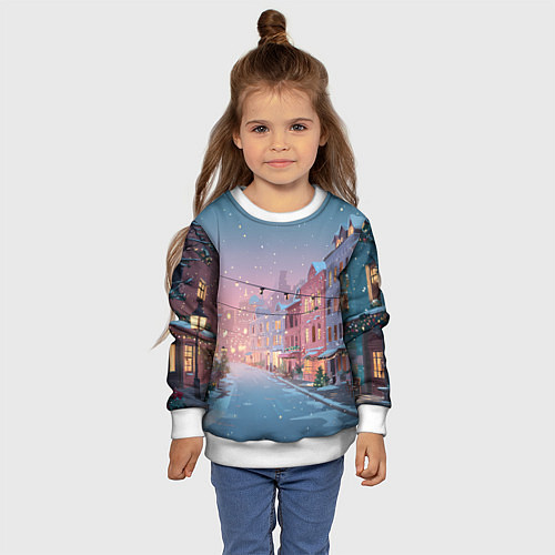 Детский свитшот Новогодняя улица / 3D-Белый – фото 4