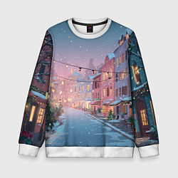 Свитшот детский Новогодняя улица, цвет: 3D-белый