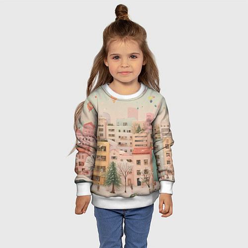 Детский свитшот Объемный новогодний город / 3D-Белый – фото 4