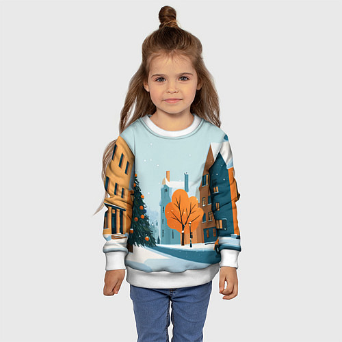 Детский свитшот Новогодняя улица / 3D-Белый – фото 4